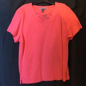 ✔️ Karen Scott, Coral Color Tee, 3X, EUC